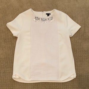 Ann Taylor White Short-Sleeve Blouse